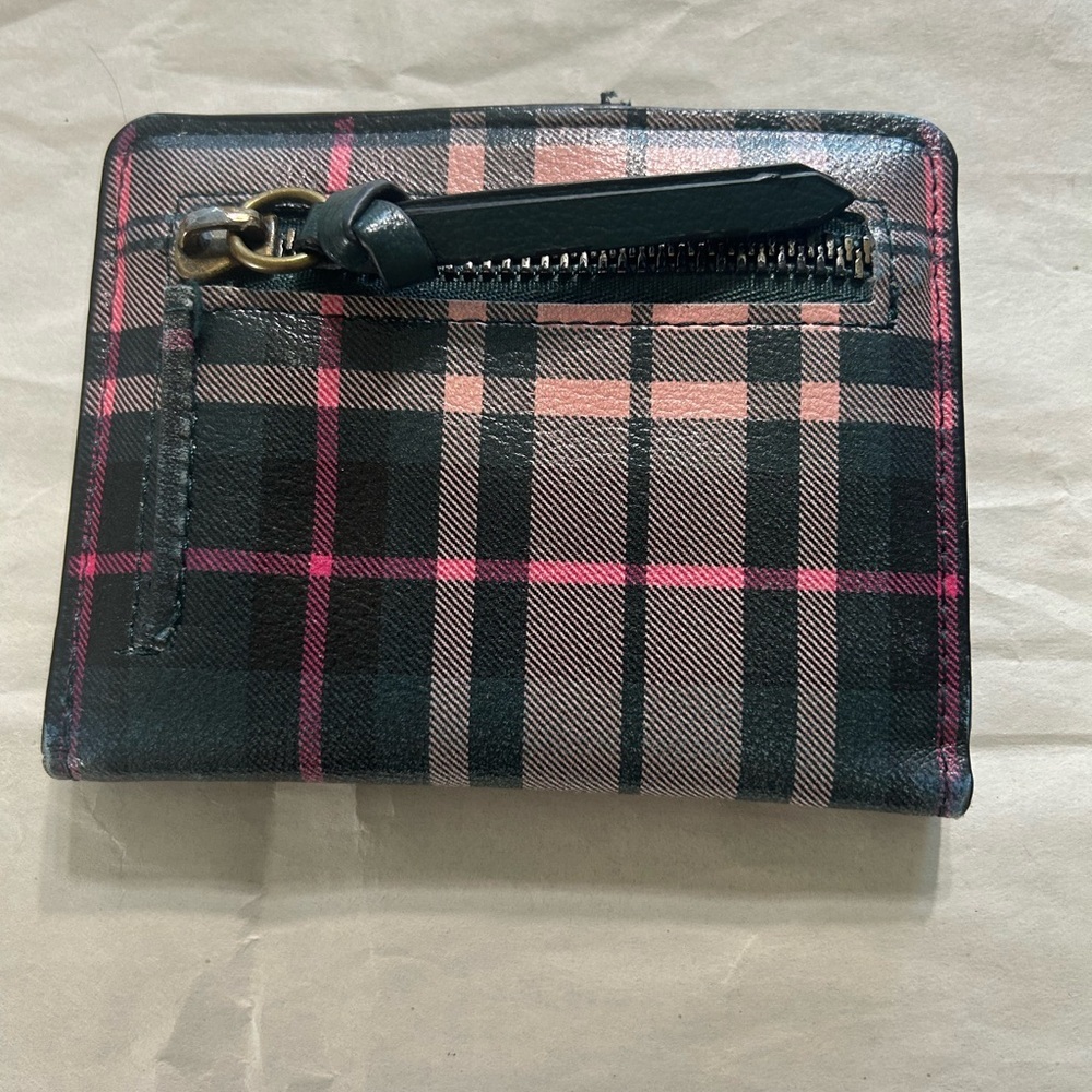 Chic Black and Pink Wallet with Classic Plaid Design